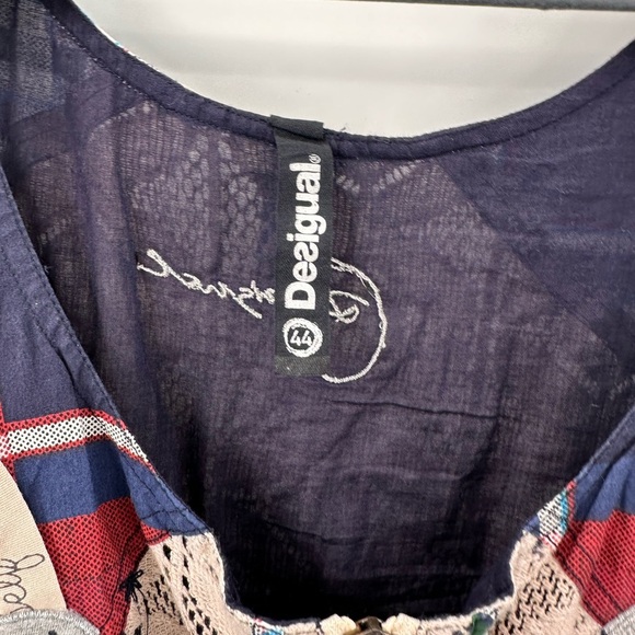 Desigual Boho Plaid Patchwork Cottage Dress 44 Medium - Picture 3 of 6